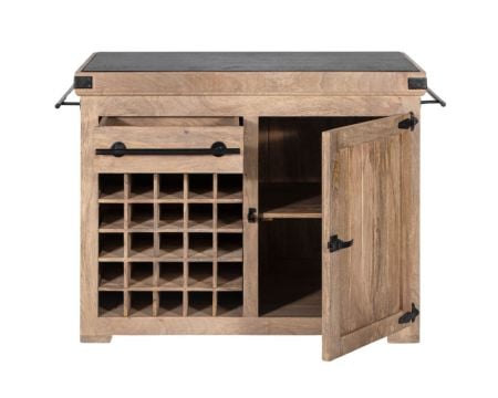 Billot de cuisine bois massif "Grand Chef" 115cm plateau pierre