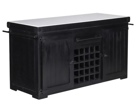 Grand billot de cuisine noir et quartz blanc "Grand Chef" 165 cm