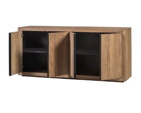 Grande enfilade moderne en teck recyclé 4 portes "Square" 200cm