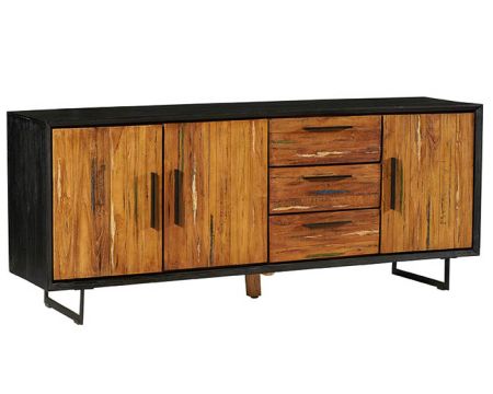 Buffet de salle à manger en bois recyclé teck et métal 200 cm "Ilowa"