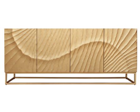 Enfilade 4 portes dorée et noire "Pop Vintage" métal et bois massif