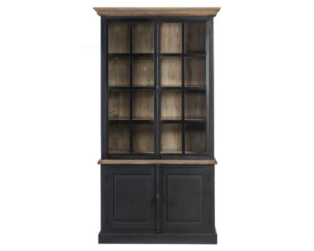 Bibliothèque noire 2 portes style baroque "Timeless" en bois massif