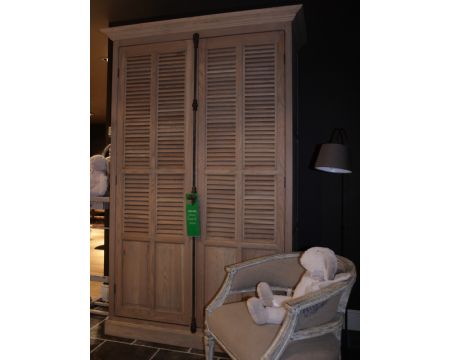 Armoire en chêne gris 2 portes "Persienne"