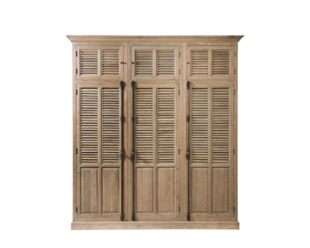 Armoire en chêne gris 2 fois 3 portes "Persienne"