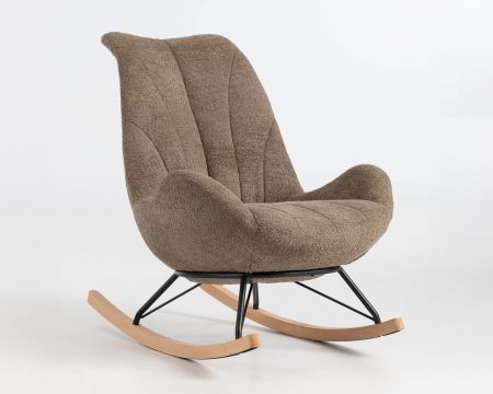 Fauteuil de détente à bascule contemporain en tissu bouclette taupe "Calista"