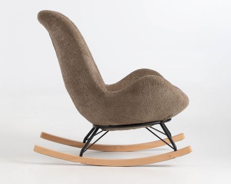 Fauteuil de détente à bascule contemporain en tissu bouclette taupe "Calista"