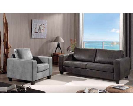 Fauteuil gris ultra confort "Thomson" en tissu microfibre doux