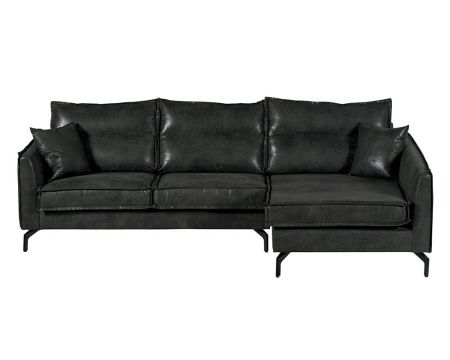 Canapé d'angle 3 places gris foncé top confort retour droit "Falster"