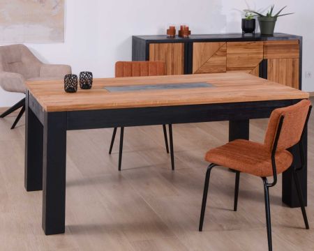 Table de repas 90x90 en Chêne massif de style Contemporain plateau