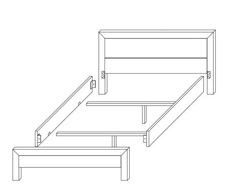 Lit King Size 180x200 cm style industriel métal et bois "Catane"