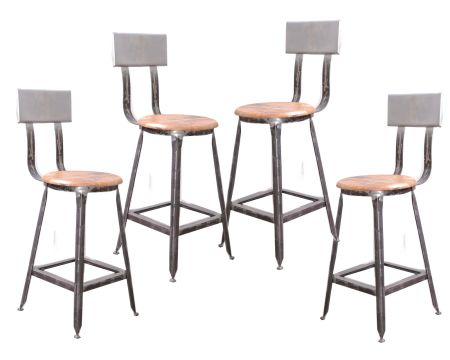 Lot de 4 chaises factory hauteur 95 cm pour îlot métal "Atelier grey"
