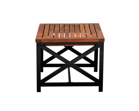 Table d'appoint carrée spécial extérieur en bois et métal "Gardénia" 50x50cm