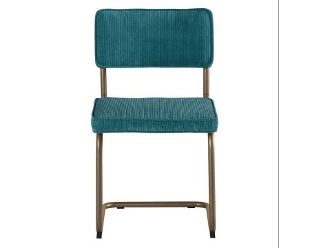 Lot de 4 chaises bleues en tissu et métal cuivré esprit pop "Caractère"