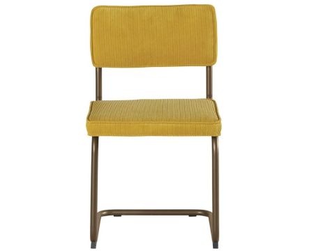 Lot de 4 chaises vintage tissu jaune curry métal cuivré "Caractère"
