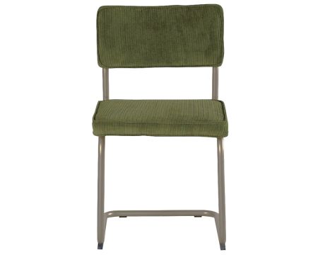 Lot de 4 chaises vintage en tissu vert kaki et métal cuivré "Caractère"