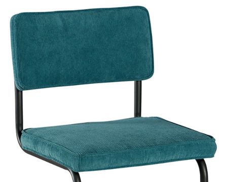 Lot de 4 chaises bleues en tissu et métal noir esprit pop "Caractère"