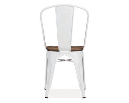 Chaise bistrot vintage métal blanc et bois massif 'Industry'