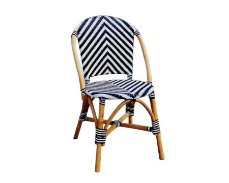 Chaise de jardin bistrot blanche et bleue en rotin Biarritz - 8459