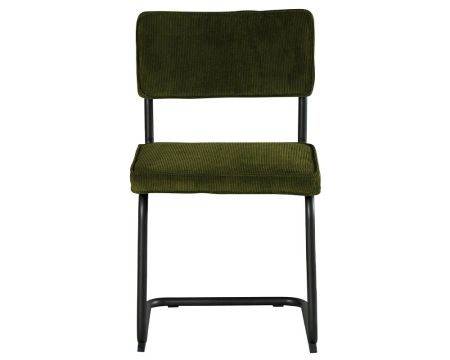 Lot de 4 chaises vintage en tissu vert kaki et métal noir "Caractère"