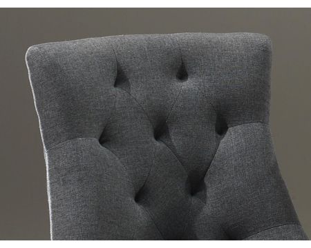 Chaise grise avec dossier capitonné tissu et bois "Charme"