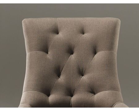 Chaise capitonnée élégante coloris taupe tissu et bois "Charme"