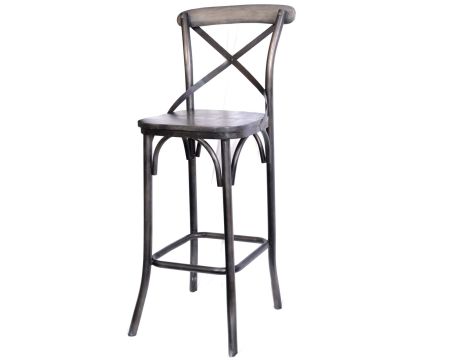 Lot de 2 chaises de bar gris foncé "Snack Indus" métal et bois