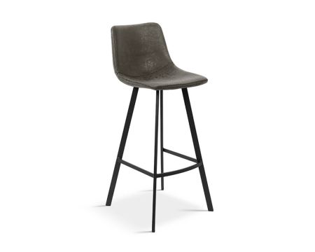 Lot de 2 chaises hautes style indus’ vintage PU gris métal noir "For"
