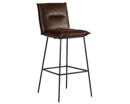 Lot de 2 chaises hautes industrielles métal noir tissu brun Casita