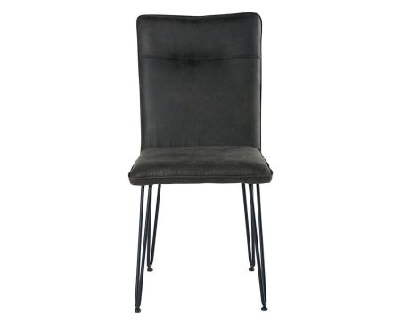 Lot de 4 chaises design rétro métal noir tissu gris "Chaise Casita"