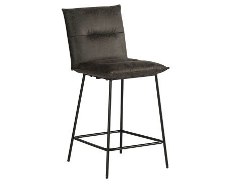 Lot de 2 chaises hautes vintages en tissu gris et métal noir Casita