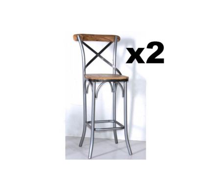 Lot de 2 chaises de bar style loft "Nola" 