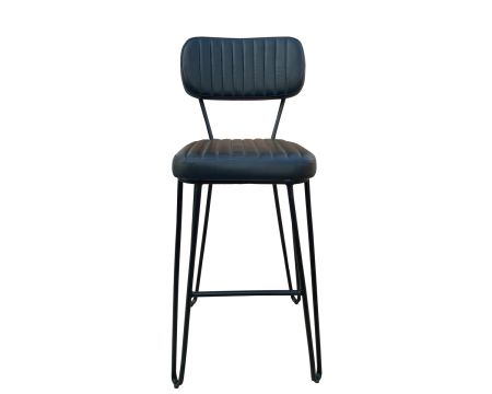 Chaise de bar vintage en cuir noir "Rétro"