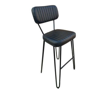 Chaise de bar vintage en cuir noir "Rétro"