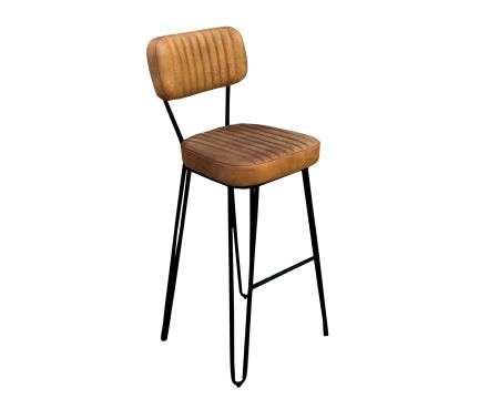 Chaise de bar en cuir marron antique "Rétro"