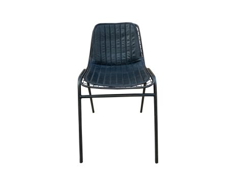 Chaise cuir noir antique style industriel "Rétro"