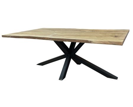 Table à pieds mikado et plateau en acacia 220 cm "3D"