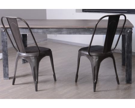 Table 180 cm métal et manguier massif "Brooklyn"
