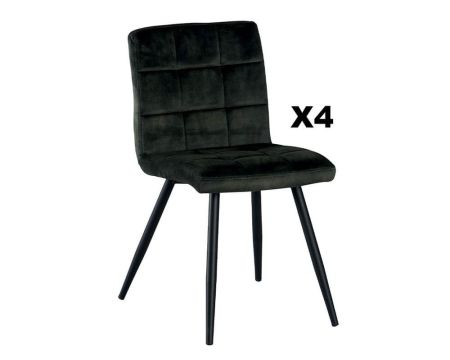 Lot de 4 chaises rétro kaki et noir en tissu "Sando" Casita