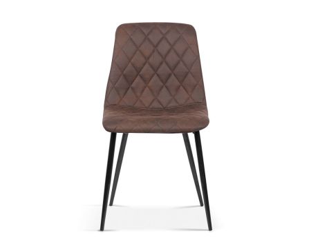 Lot de 2 chaises design métal noir et tissu microfibre brun "Miro"