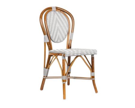 Chaise extérieure en rotin et tissage blanc et gris "Biarritz"