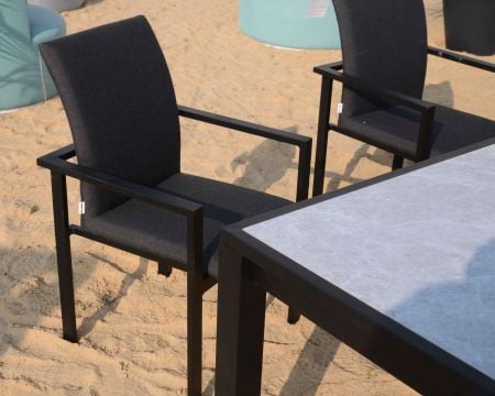 Chaise extérieure noire avec tissu Sunbrella "Terrasse"