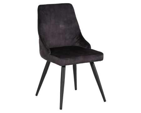 Lot de 2 chaises capitonnées tissu gris anthracite métal noir "Casta"