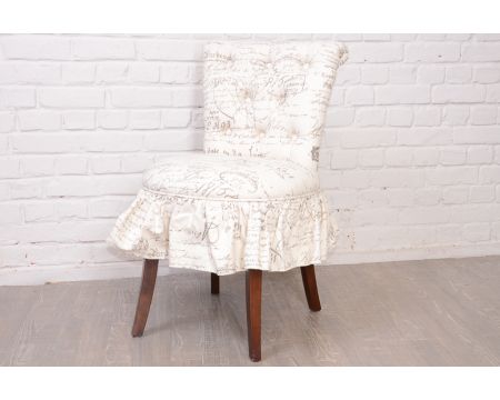 Fauteuil crapaud en tissu à motif écriture "Château"