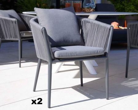 Lot de 2 fauteuils de jardin contemporains ultra confort "Cheverny"