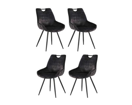 Lot de 4 chaises scandinaves grises et noires tissu et métal "Dina"