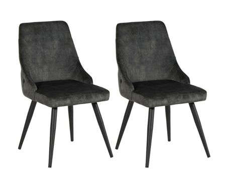 Lot de 2 chaises avec dos capitonnés coloris kaki "Casta"