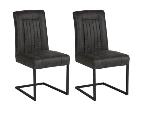 Lot de 2 chaises de salle manger grises esprit loft Casita