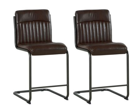 Lot de 2 chaises hautes industrielles marron noir Casita pour îlots