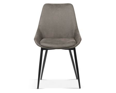 Lot de 2 chaises contemporaines en tissu microfibre gris "Malo"