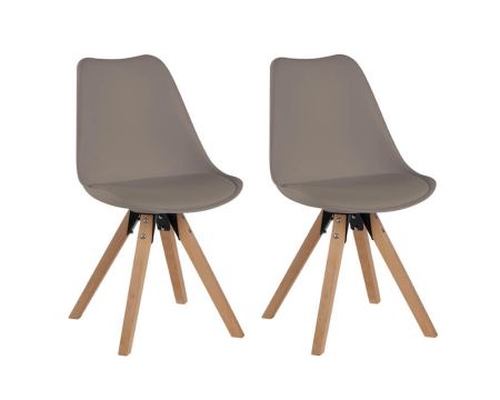 Lot de 2 chaises scandinaves "Benny" bois massif et tissu café